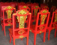 Glossy Vibrant Laquered Red and gold Theatre chairs Hue